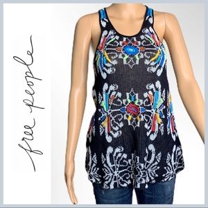 Free People Embroidered Knit Tank Top VGUC
